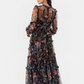 Mock Neck Floral Long Sleeves Maxi Dress