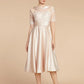 Mother of the groom/bride Boat Neck Satin Lace Elegant Dress