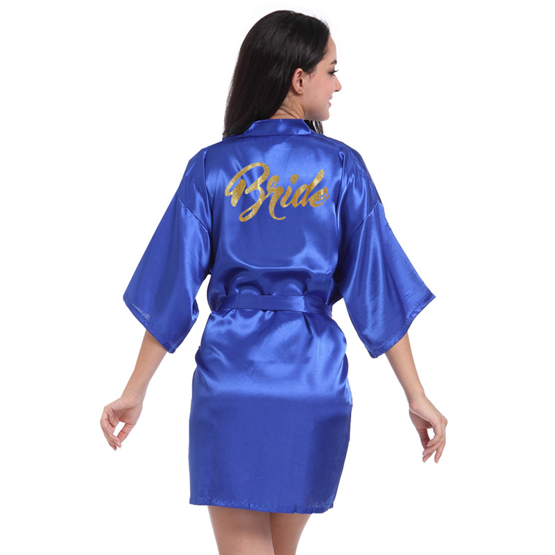 Satin Gold Bride Printed Robe