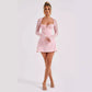 Lace Sweetheart Neckline Backless Tie Front Mini Dress