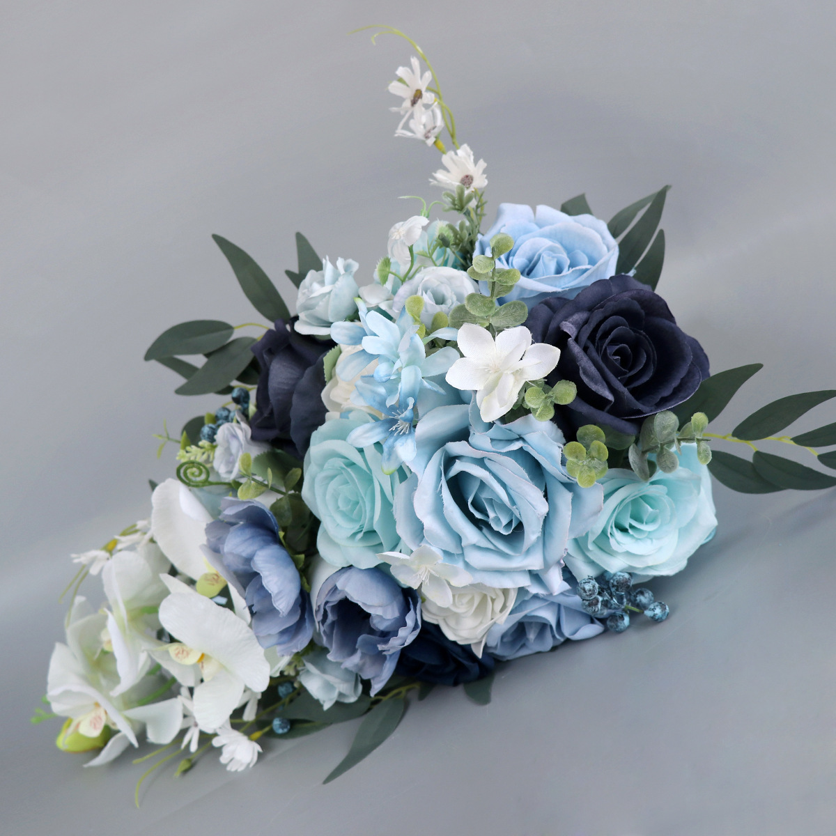 Blue Artificial Rose Wedding Bouquets