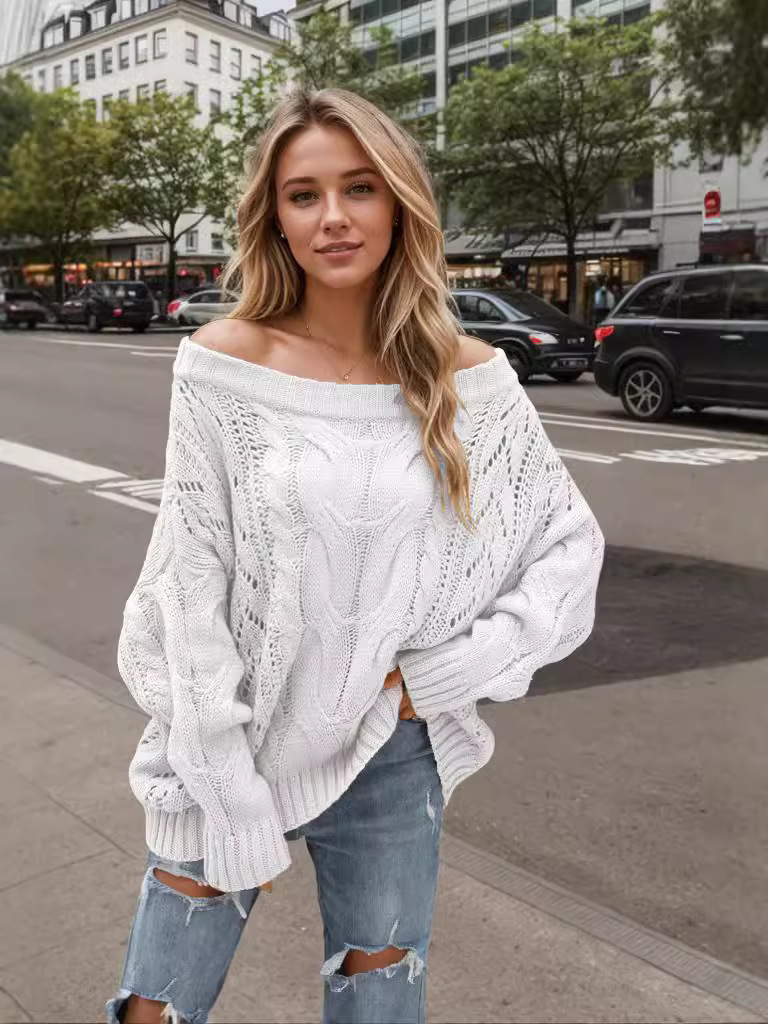 Off-The-Shoulder Long Sleeves Sweater