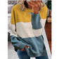 Casual Crew Neck Color Block Sweatshirt