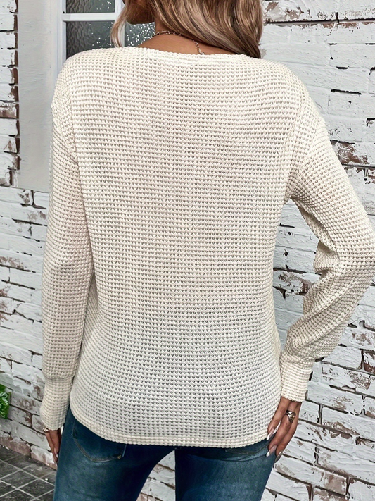 V Neck Long Sleeve Plain Sweatshirt