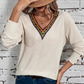 V Neck Long Sleeve Plain Sweatshirt