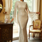 Glitter Bell Sleeve Elegant Mermaid Prom Dress