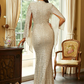 Glitter Bell Sleeve Elegant Mermaid Prom Dress