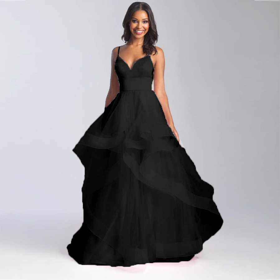 A-Line V Neck Sleeveless Prom Dress