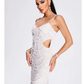 White Pearl Sequin Midi Dress