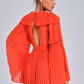 Orange Red Pleated Mini Dress