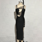 Black Mesh Maxi Bandage Dress