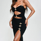 Black Embellished Midi Bandage Dress