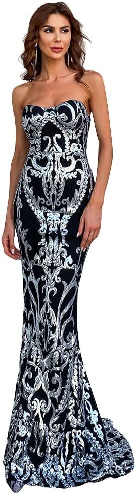 Strapless Maxi Sequin Dress