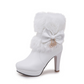 Fuzzy Bowknot Decorated Platform High Heel Boots