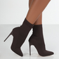 Slip-On Plain Pointed Toe Cotton High Heel Boots