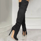 Plain Slip-On Pointed Toe Thread Boots