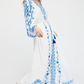 White V-Neck Long Sleeves Embroidered Boho Maxi Dress