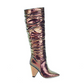 Cone Heel Pointed Toe Slip-On Sequin Knee High Boots