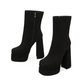 Side Zipper Chunky Heel Plain Platform Boots