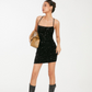 Velvet Sequins Ruched Sleeveless Short/Mini Dress