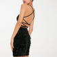 Velvet Sequins Ruched Sleeveless Short/Mini Dress