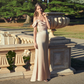 Column Silk like Satin Ruched Off-the-Shoulder Sleeveless Floor-Length Bridesmaid Dress