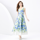 Flowery Scenery Sleeveless Midi Dress