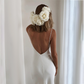 White Simple V-Neck Spaghetti Straps Sleeveless Backless Wedding Dress