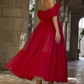 Princess Tulle Ruffles Off-the-Shoulder Sleeveless Tea-Length Dress