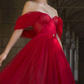 Princess Tulle Ruffles Off-the-Shoulder Sleeveless Tea-Length Dress