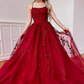 Ball Gown Tulle Applique Sleeveless Brush Train Dress