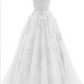 Ball Gown Tulle Applique Sleeveless Brush Train Dress