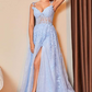 Applique Sleeveless High Slit Long Prom Dress