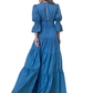 Deep V Neck Long Sleeves Ruffle Dress