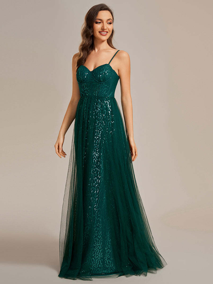 Spaghetti Strap Sleeveless Long Prom Dress