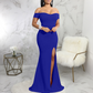 Off-Shoulder Sleeveless High Slit Long Dress