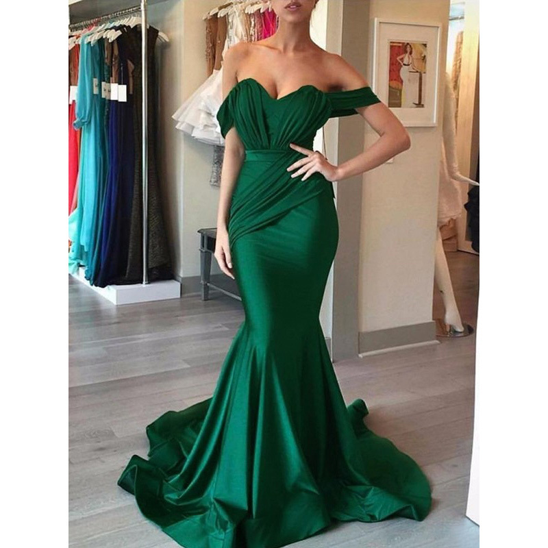 Off-Shoulder Sleeveless Mermaid Prom Dress