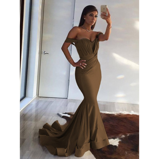 Off-Shoulder Sleeveless Mermaid Prom Dress