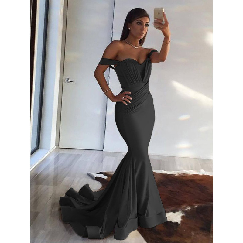 Off-Shoulder Sleeveless Mermaid Prom Dress