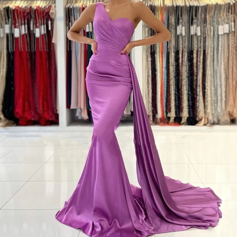 One Shoulder Sleeveless Mermaid Prom Dress