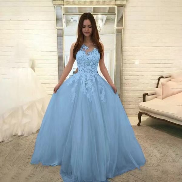 A-Line Applique Sleeveless Prom Dress