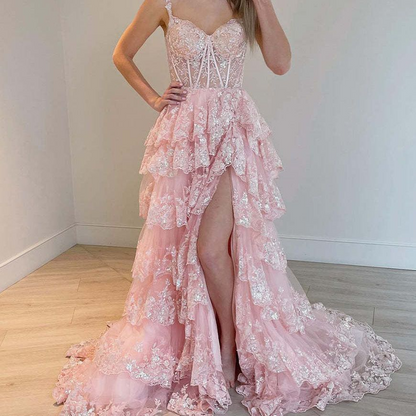 Lace Strap Sleeveless Prom Dress