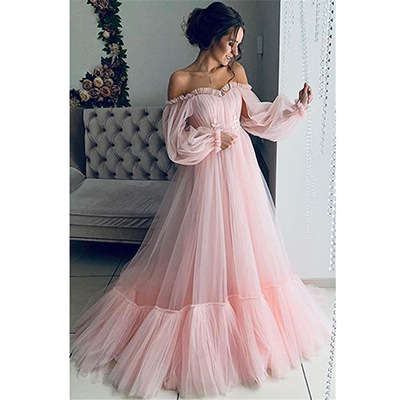 A-Line Off-Shoulder Long Sleeves Prom Dress