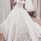 Ball Gown Off-Shoulder Tulle Court Train Wedding Dress