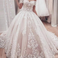 Ball Gown Off-Shoulder Tulle Court Train Wedding Dress