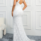 Mermaid High Neck Lace Court Train Wedding Dress