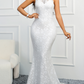 Mermaid High Neck Lace Court Train Wedding Dress