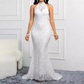 Mermaid High Neck Lace Court Train Wedding Dress