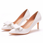 White Pointed Shoes Bowknot Elegant Wedding Shoes