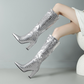 Elegant Sparkling Chunky Heels Knee Boots